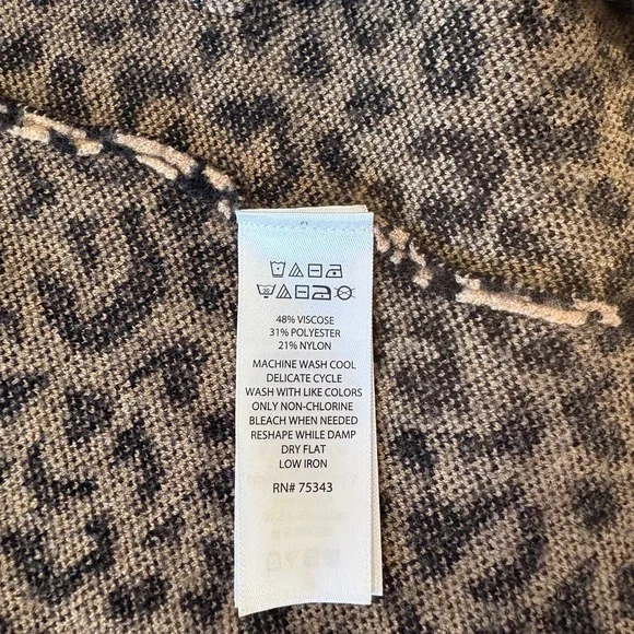 Cynthia Rowley Sz M Animal Cheetah Leopard Print Open Cardigan Tan Black Pockets - Picture 5 of 11